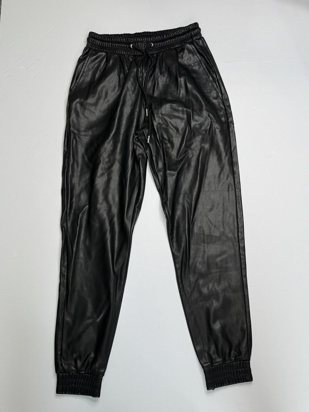 Bagatelle Collection Faux Leather Jogger Pants Womens XS Black High Rise